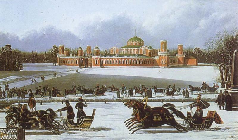 unknow artist Sleigh Races in the Petrovsky Park